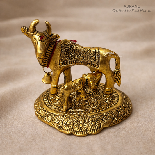 Kamadhenu Cow & Calf Metal Idol