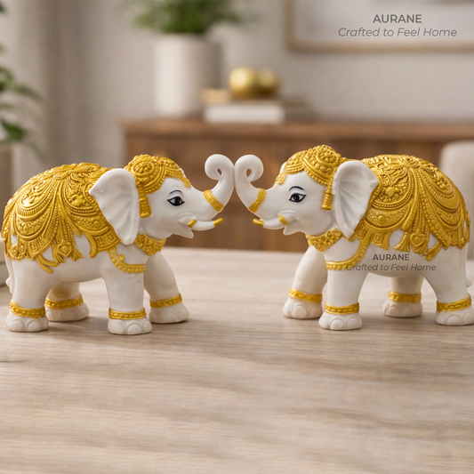 White Elephant Pair Table Decor