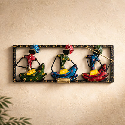 Handcrafted Metal Musicians Wall Hanging Panel