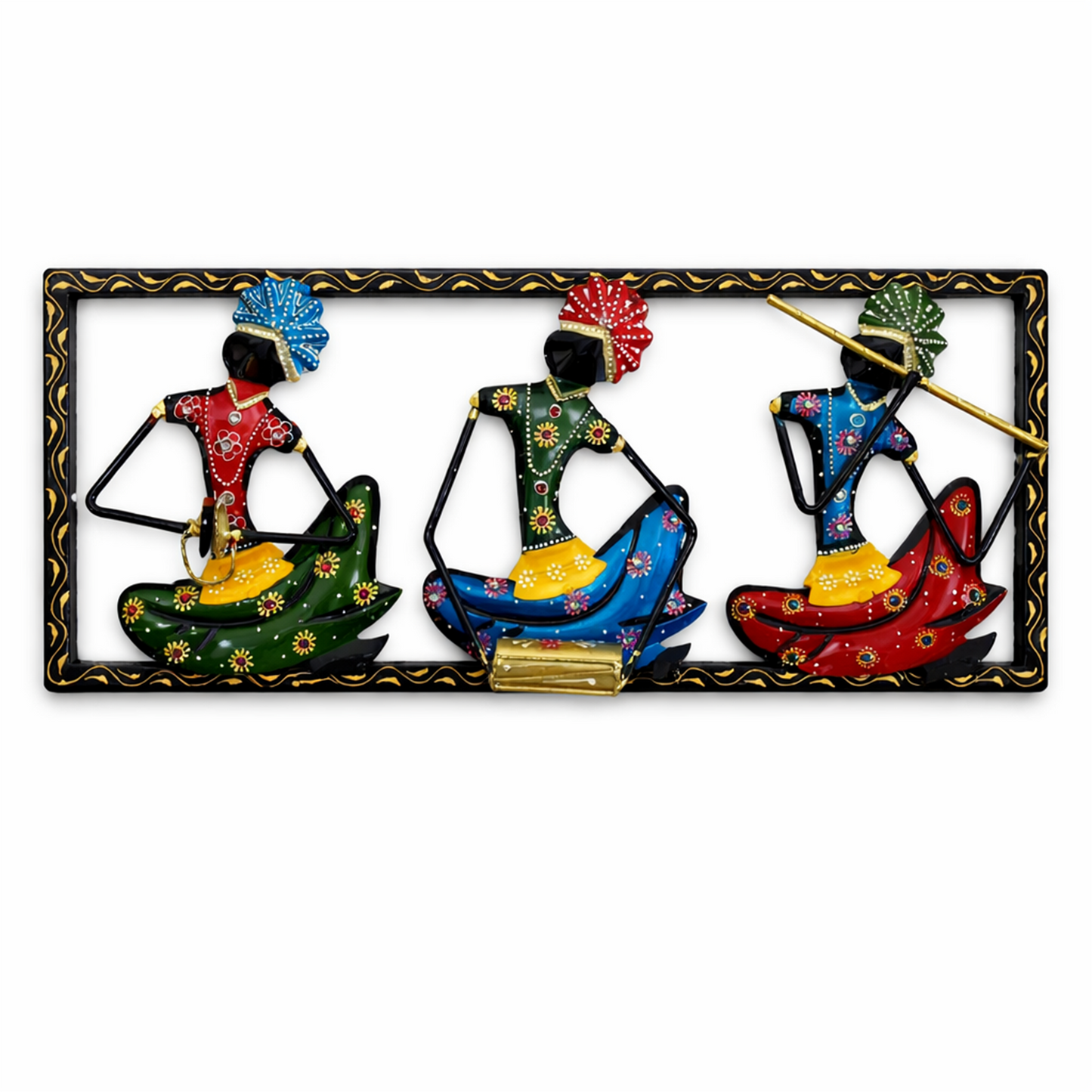 Handcrafted Metal Musicians Wall Hanging Panel