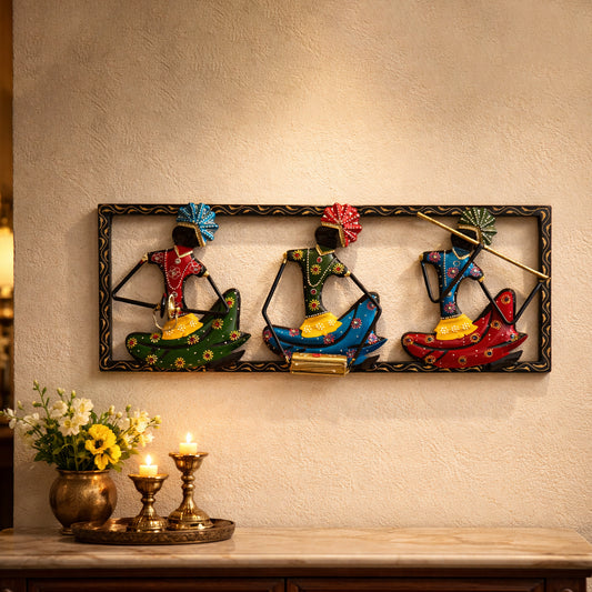 Handcrafted Metal Musicians Wall Hanging Panel