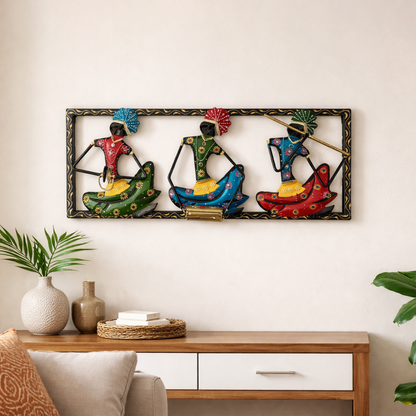 Handcrafted Metal Musicians Wall Hanging Panel