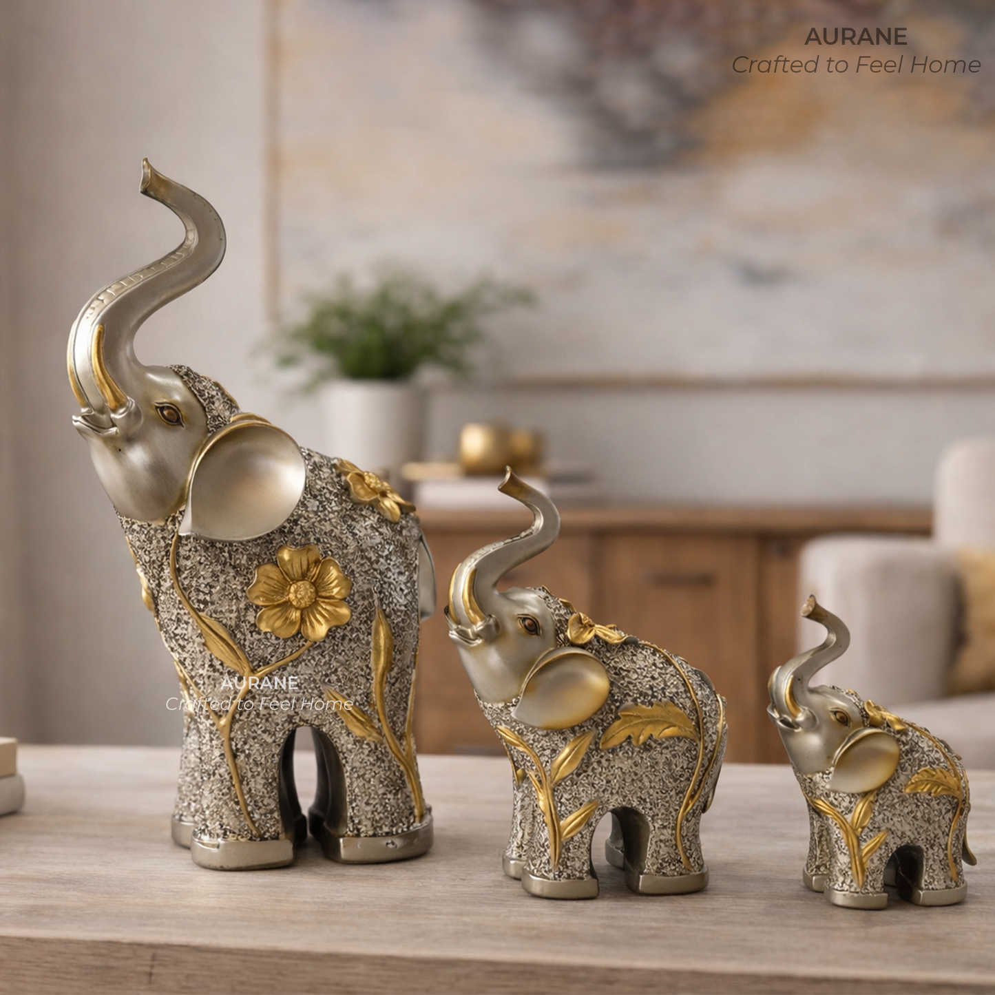 Prosperity Elephant Family Figurines