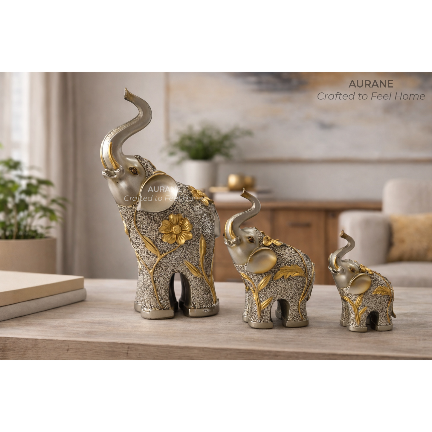 Prosperity Elephant Family Figurines