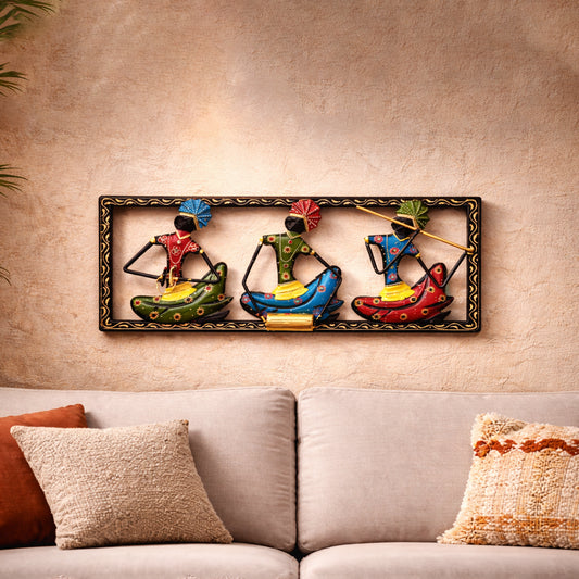 Handcrafted Metal Musicians Wall Hanging Panel