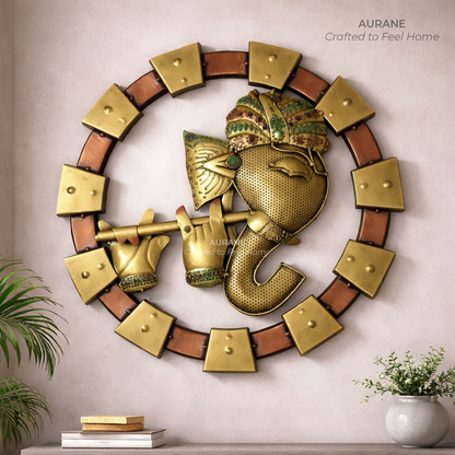 Ganesha Flute Circle Wall Decor