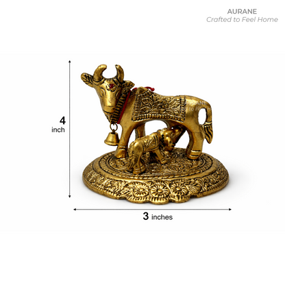 Kamadhenu Cow & Calf Metal Idol