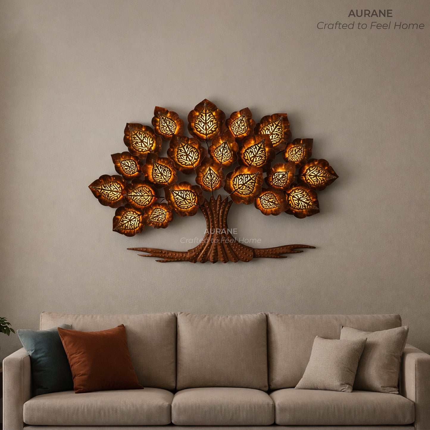 Kalpavriksha Metal Tree Wall Hanging with LED Lights