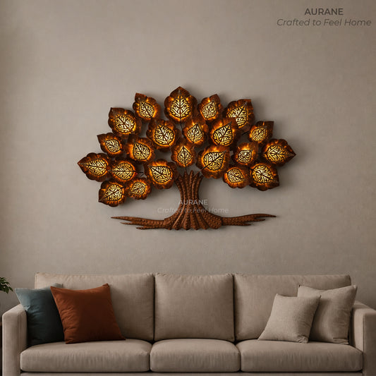 Kalpavriksha Metal Tree Wall Hanging with LED Lights