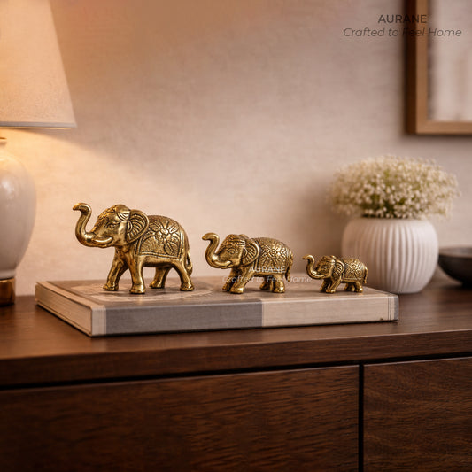 Metal Elephant Trio Table Decor Set
