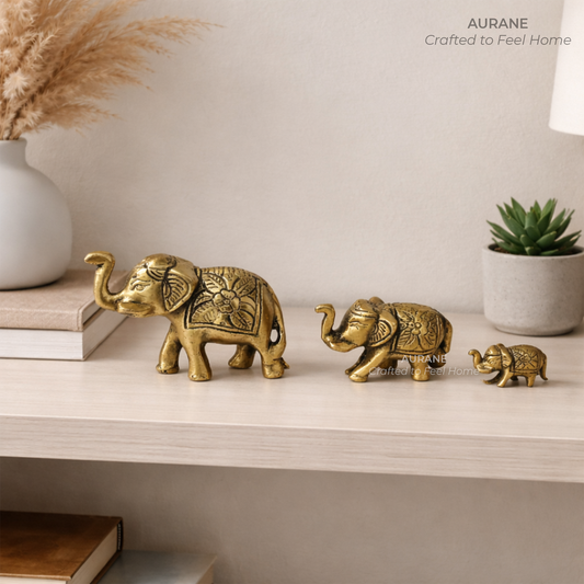 Metal Elephant Trio Table Decor Set