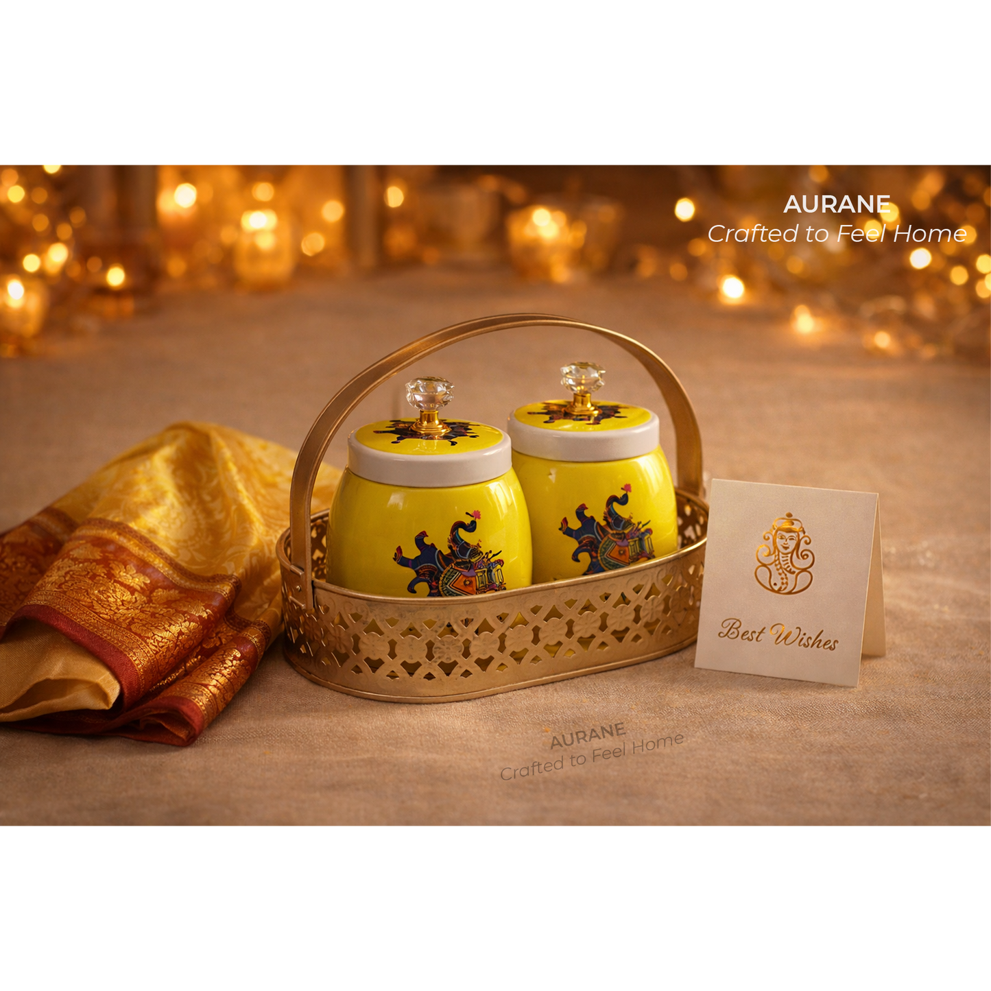 Pichwai Nuts Jar Set with Metal Tray