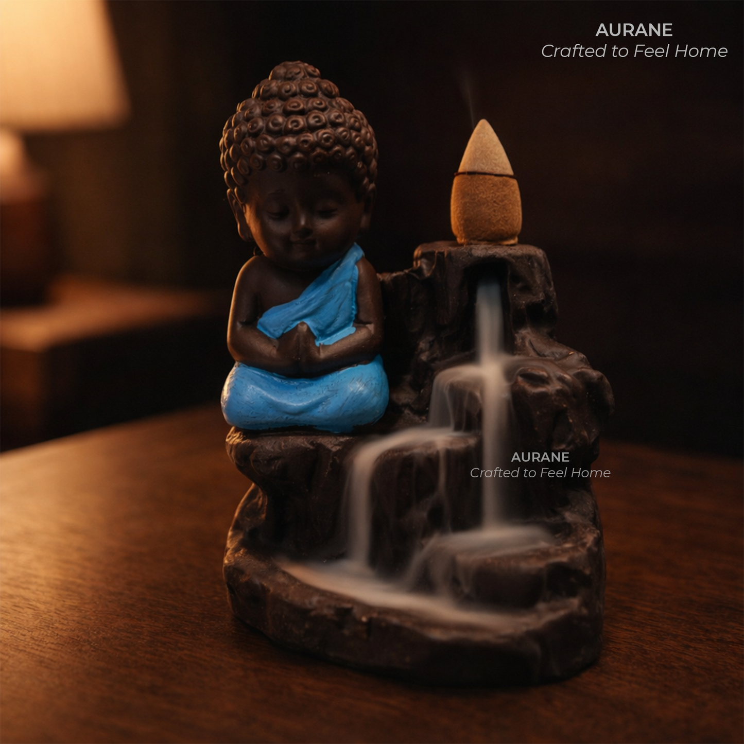 Calm Buddha Backflow Incense Table Decor - Blue