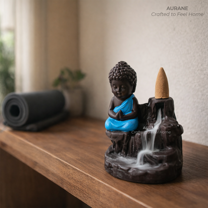 Calm Buddha Backflow Incense Table Decor - Blue