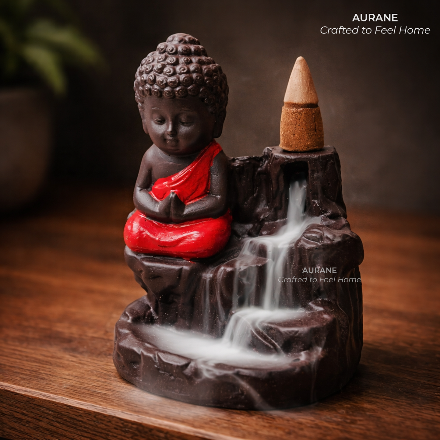 Calm Buddha Backflow Incense Table Decor -Red