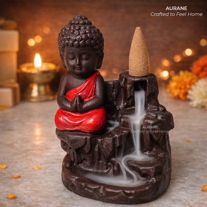 Calm Buddha Backflow Incense Table Decor -Red