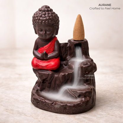 Calm Buddha Backflow Incense Table Decor -Red
