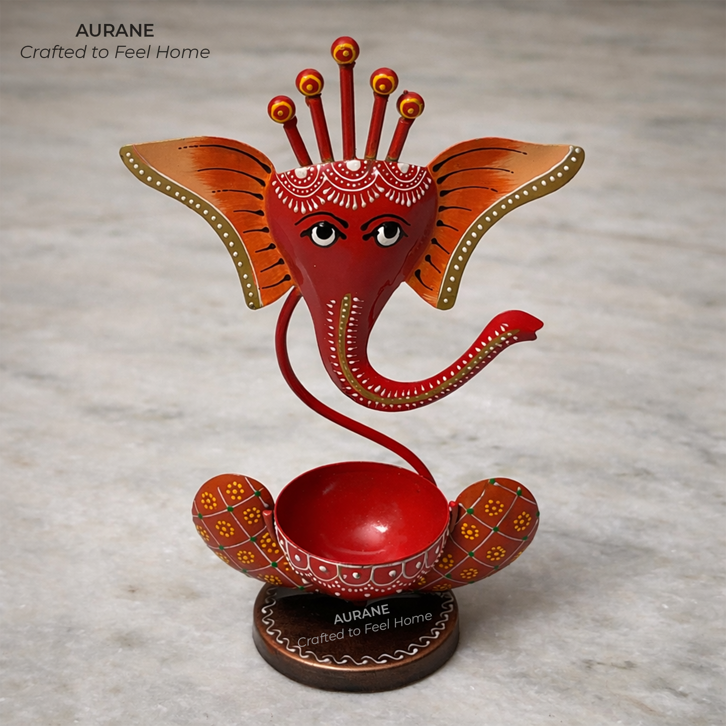 Metal Ganesha Tealight Holder Table Decor