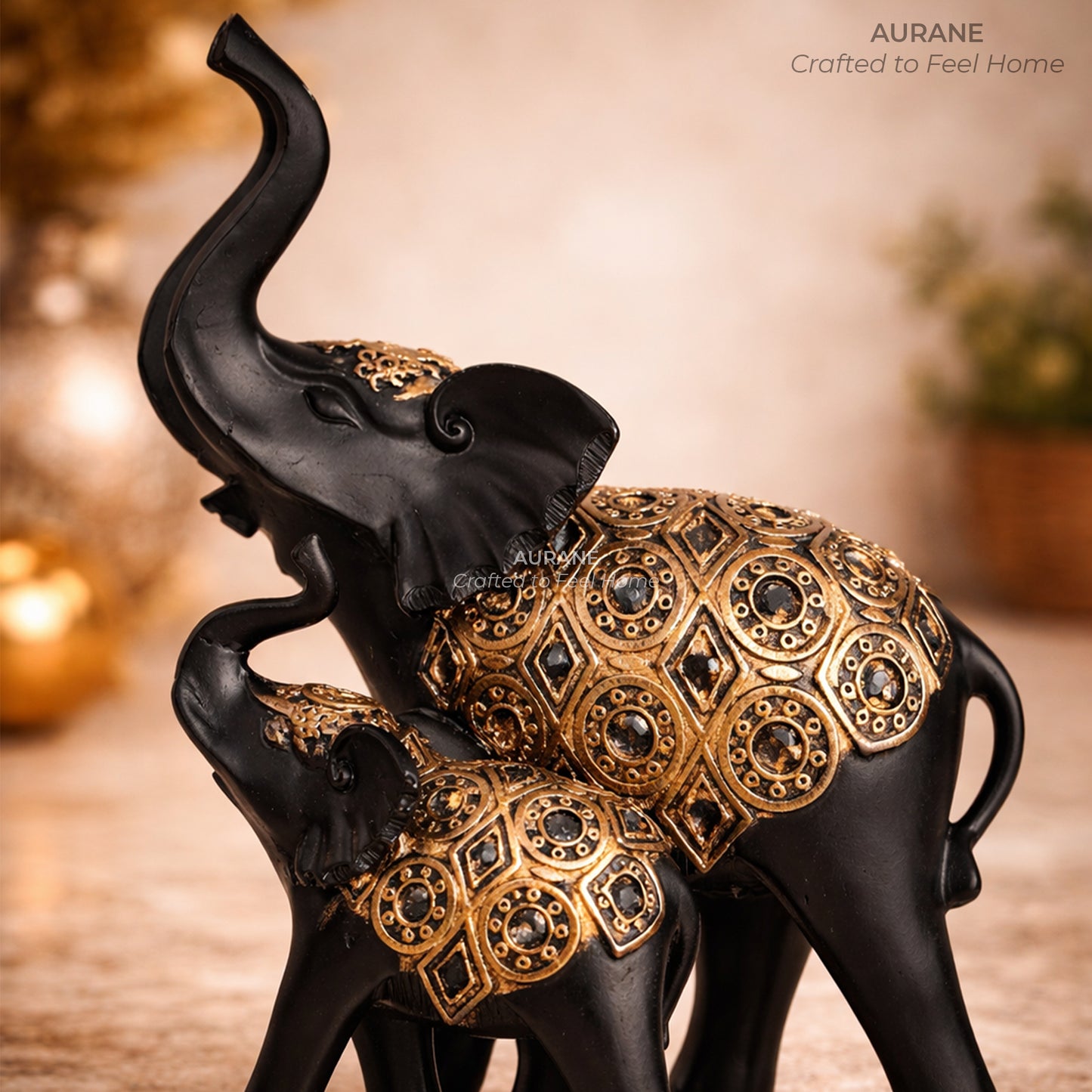 Elephant Family Table Decor for Vastu & Home