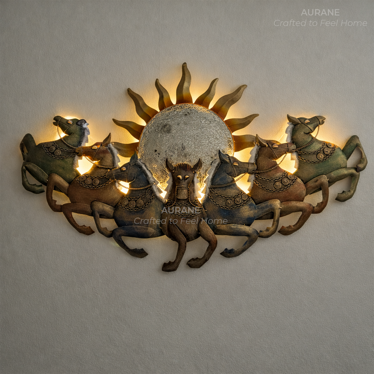 7 Horse Lucky Lighted Wall Decor