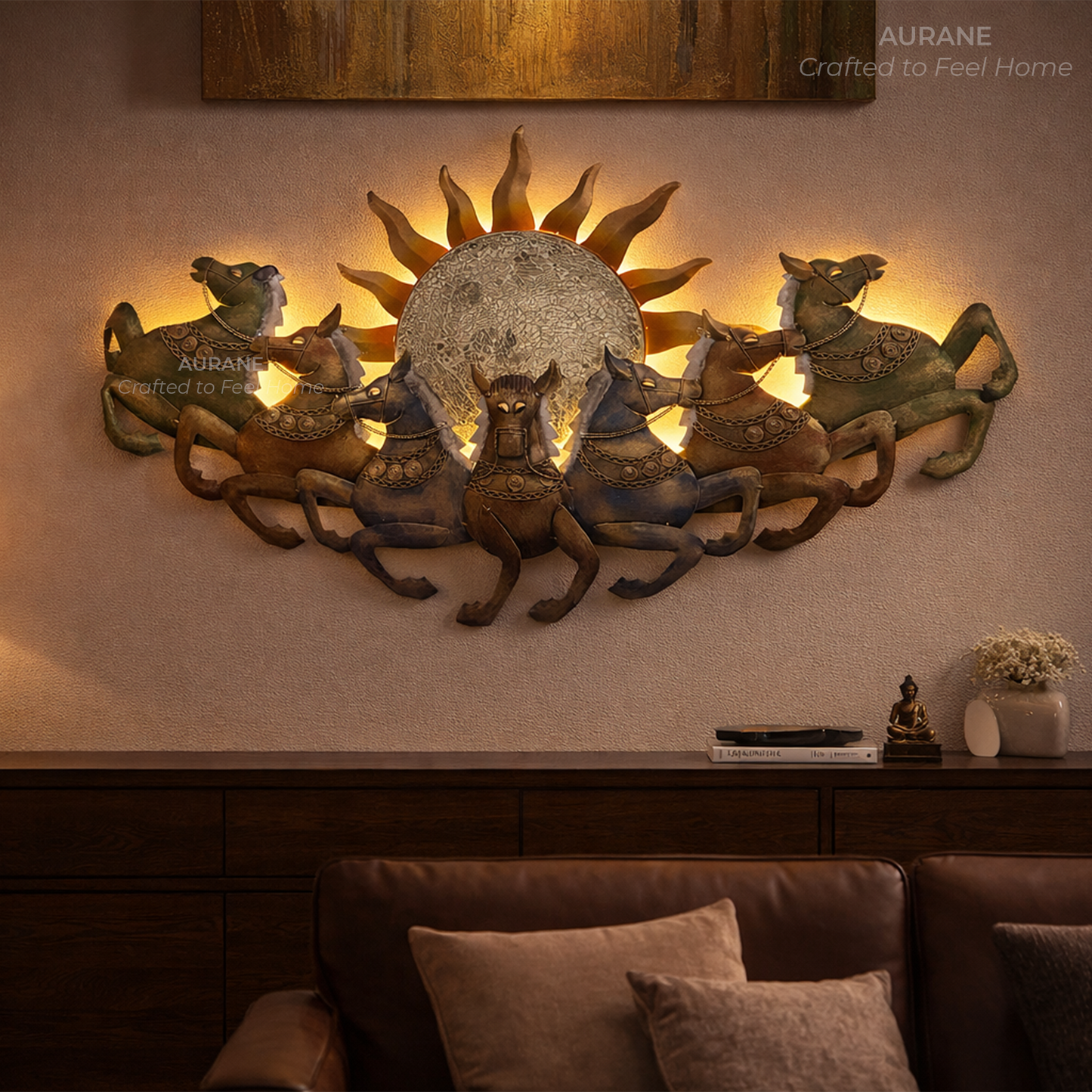 7 Horse Lucky Lighted Wall Decor