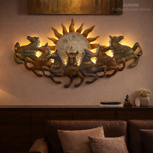 7 Horse Lucky Lighted Wall Decor