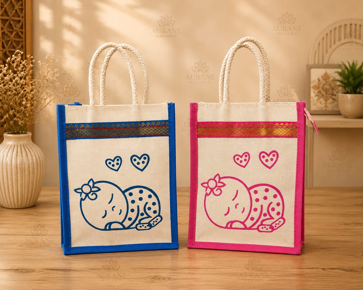 Baby Shower Cradle Jute Bag premium return gift
