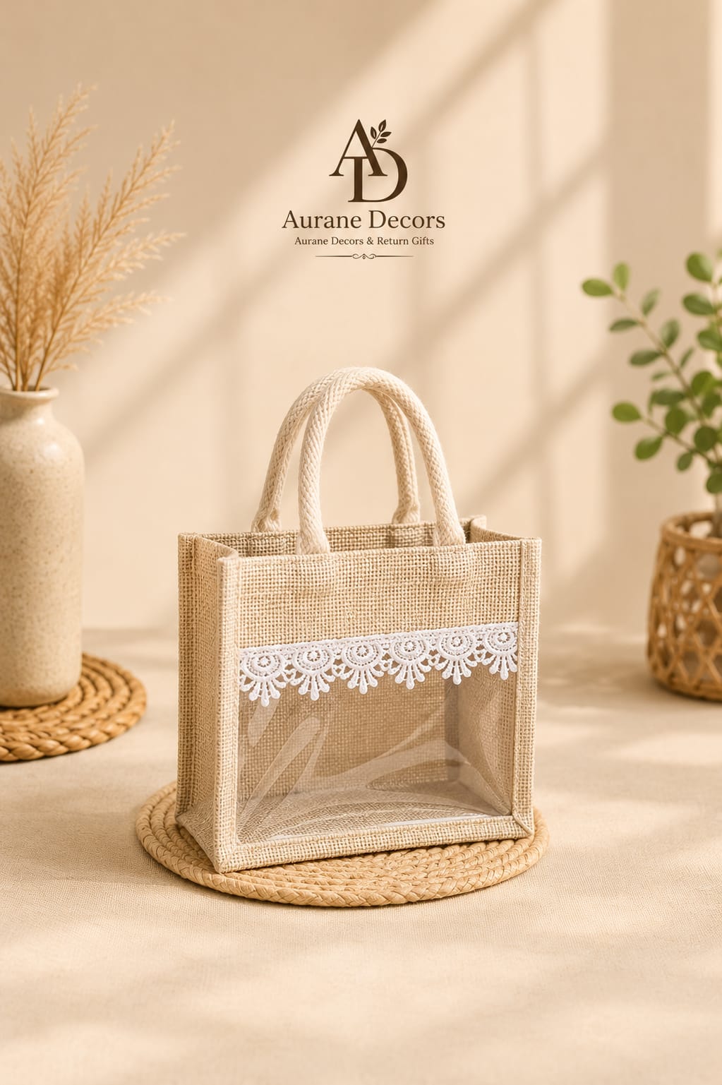 Lace Window Jute Bag premium return gift