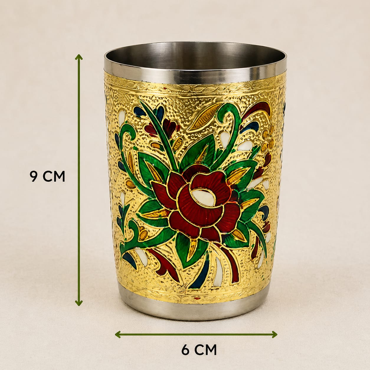 Meenakari Embossed Steel Tumbler premium return gift